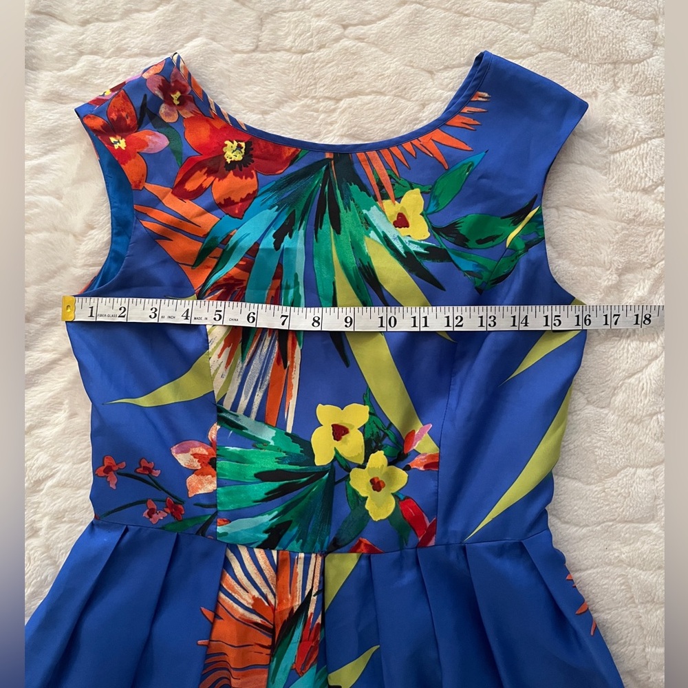 ELLEN TRACY Blue Green
Orange Floral Leaves dress size S - Picture 5 of 12